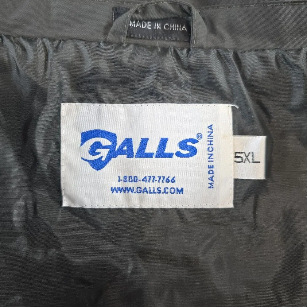 Galls Men’s Plus Size 5XL Black Nylon Shell Jacket Double Zipper Epaulettes